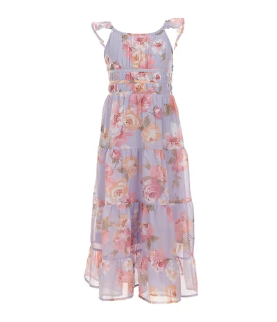 Xtraordinary Little Girls Floral Printed Maxi Dress With Matching Purse