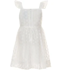 Xtraordinary Little Girls Flutter-Sleeve Clip-Dot Organza Fit-And-Flare Dress