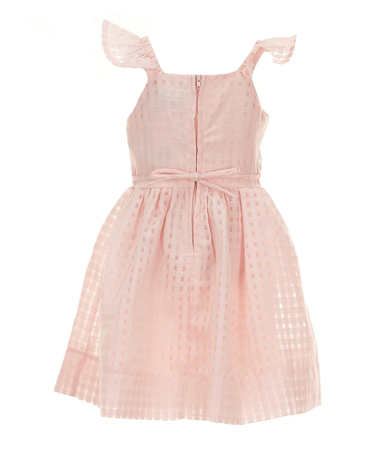 Xtraordinary Little Girls Flutter-Sleeve Windowpane-Checked Fit & Flare Dress