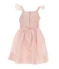Xtraordinary Little Girls Flutter-Sleeve Windowpane-Checked Fit & Flare Dress
