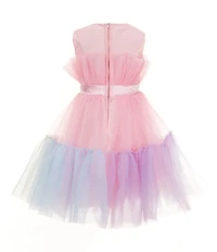 Xtraordinary Little Girls Rainbow Tulle Bow Front Cupcake Dress