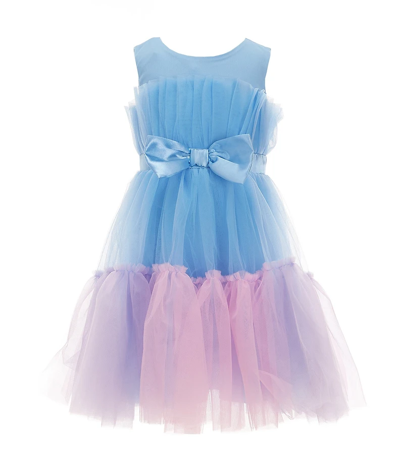 Xtraordinary Little Girls Sleeveless Solid/Rainbow-Hem Fit & Flare Dress