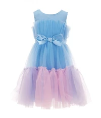 Xtraordinary Little Girls Sleeveless Solid/Rainbow-Hem Fit & Flare Dress