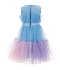 Xtraordinary Little Girls Sleeveless Solid/Rainbow-Hem Fit & Flare Dress