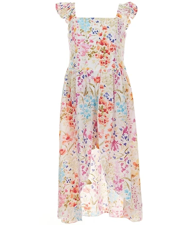 Xtraordinary Little Girls Flutter-Sleeve Floral-Printed Walk-Through Dress