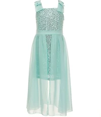 Xtraordinary Little Girls Sequin-Embellished Bodice/Chiffon-Overlay-Skirted Walk-Through Dress
