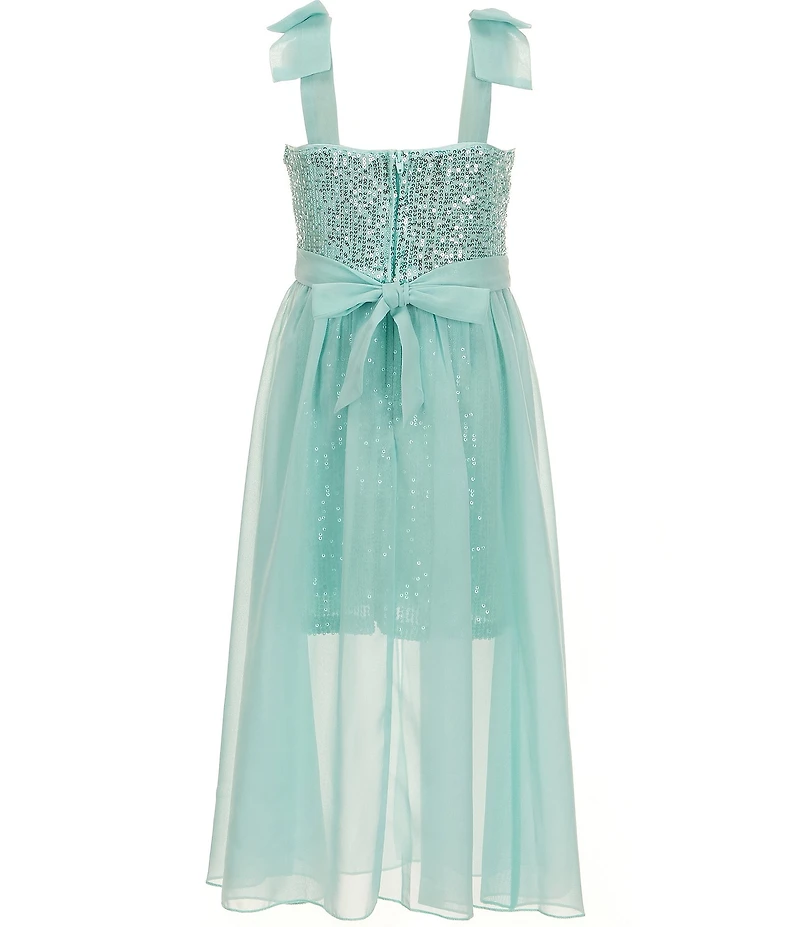 Xtraordinary Little Girls Sequin-Embellished Bodice/Chiffon-Overlay-Skirted Walk-Through Dress