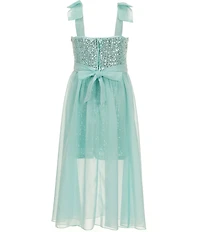 Xtraordinary Little Girls Sequin-Embellished Bodice/Chiffon-Overlay-Skirted Walk-Through Dress