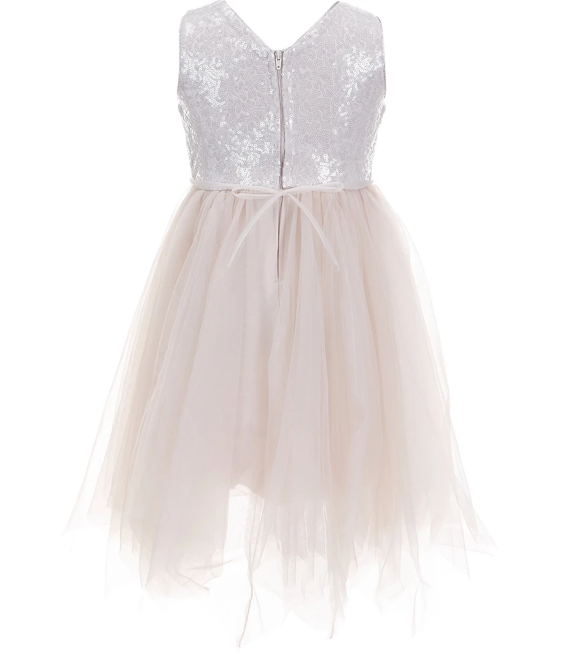 Xtraordinary Little Girls Sequin-Embellished Mesh Bodice/Tulle-Skirted Fit-And-Flare Dress