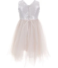 Xtraordinary Little Girls Sequin-Embellished Mesh Bodice/Tulle-Skirted Fit-And-Flare Dress