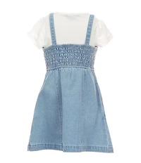 Xtraordinary Little Girls Sleeveless Denim A-Line Dress & Short-Sleeve Solid T-Shirt Set
