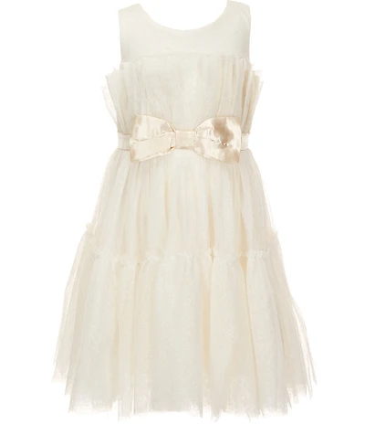 Xtraordinary Little Girls Sleeveless Glitter-Accented Solid/Tulle Fit-And-Flare Dress