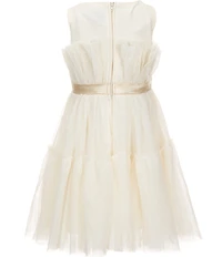 Xtraordinary Little Girls Sleeveless Glitter-Accented Solid/Tulle Fit-And-Flare Dress