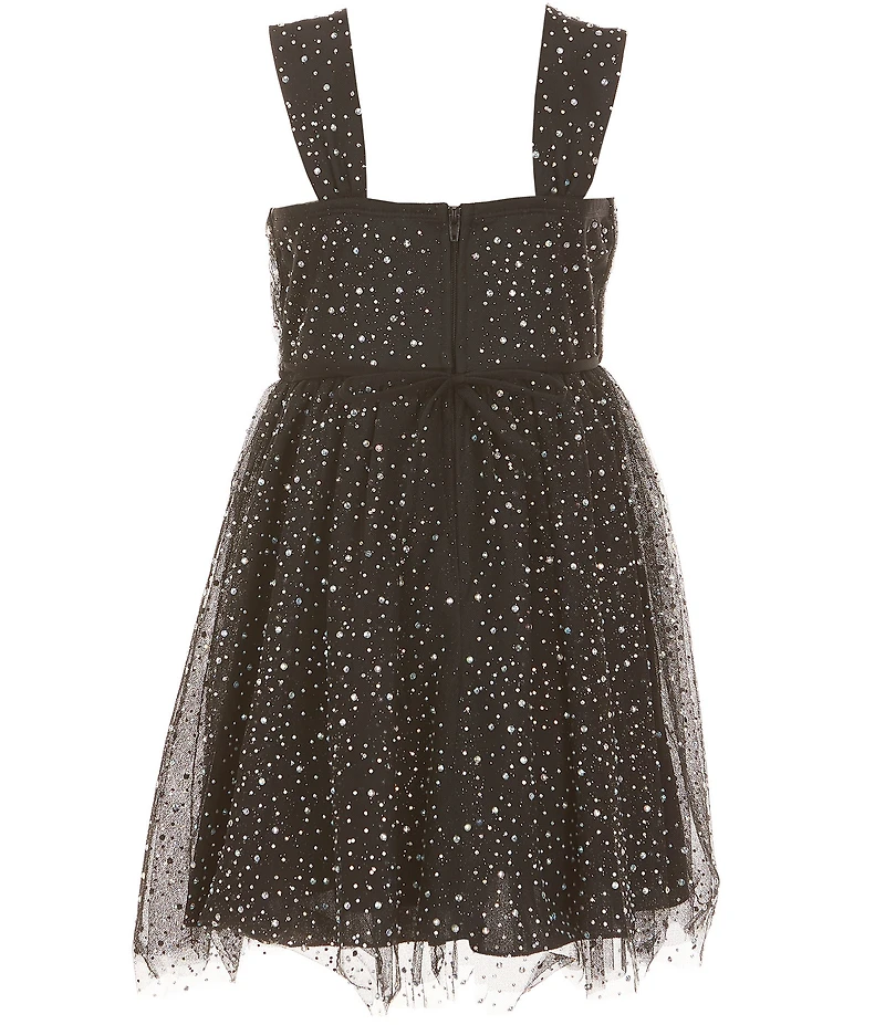 Xtraordinary Little Girls Sleeveless Glitter Tulle Pleated-Bodice Dress