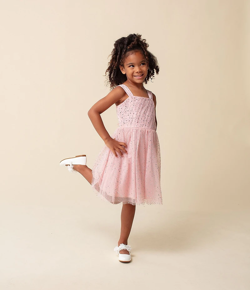 Xtraordinary Little Girls Sleeveless Glitter Tulle Pleated-Bodice Dress