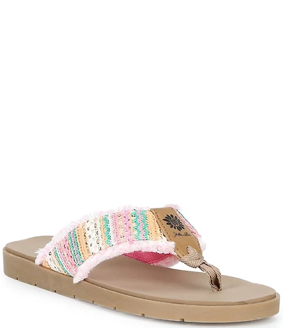 Yellow Box Flappy Stripe Flip Flop Sandals