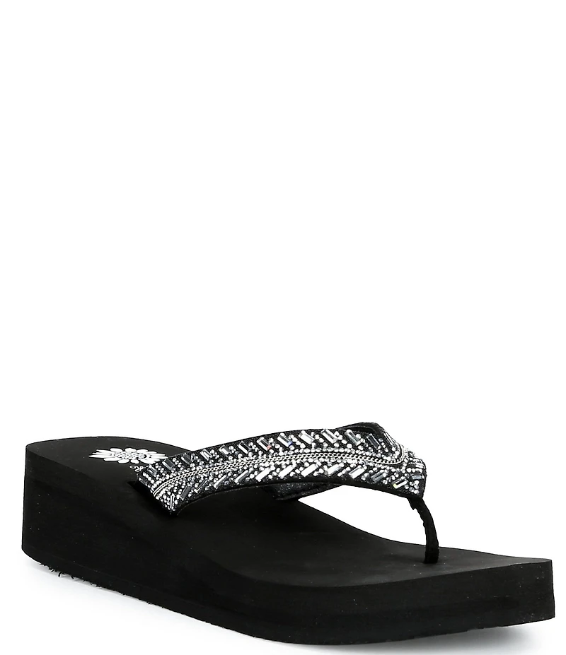 Yellow Box Lessie Embellished Flip Flop Sandals