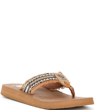 Yellow Box Nassau Fabric Beaded Thong Flip Flops
