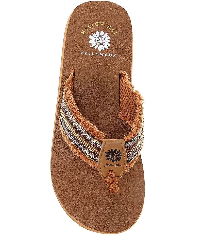Yellow Box Nassau Fabric Beaded Thong Flip Flops