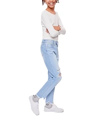 YMI Jeanswear Big Girls High-Rise Distressed Straight Leg Jean