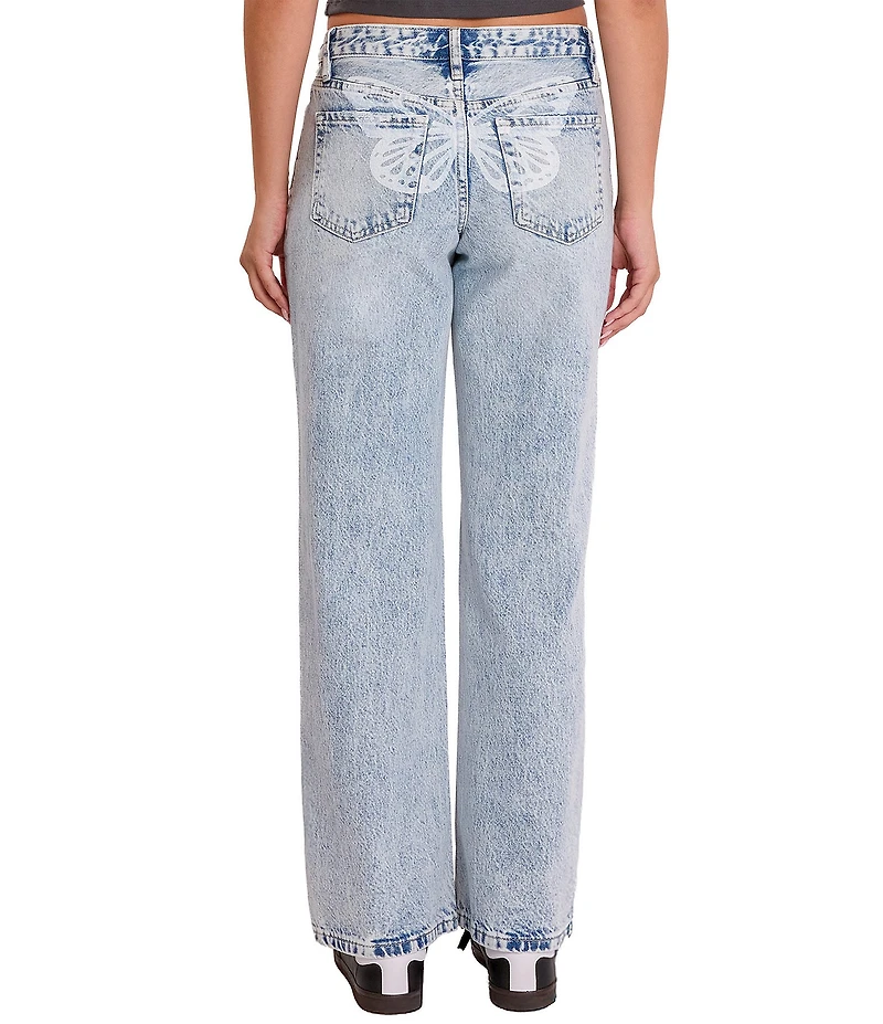 YMI Jeanswear Brittany Wide Leg With Butterfly Print Jeans