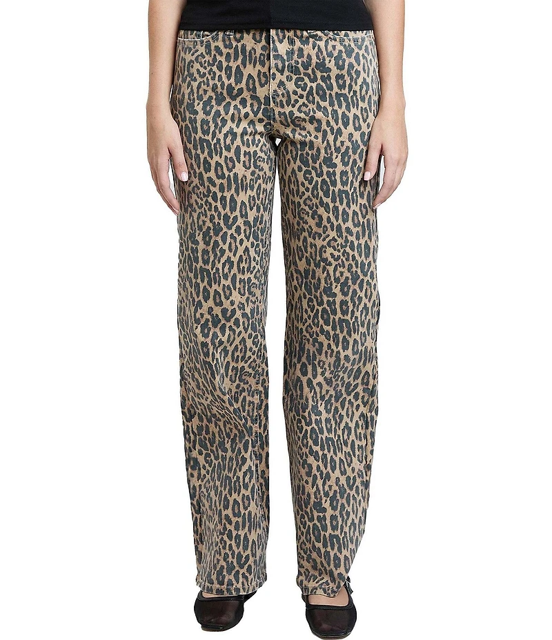 YMI Jeanswear High Rise Animal Print Wide Leg Jeans