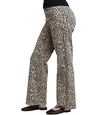 YMI Jeanswear High Rise Animal Print Wide Leg Jeans