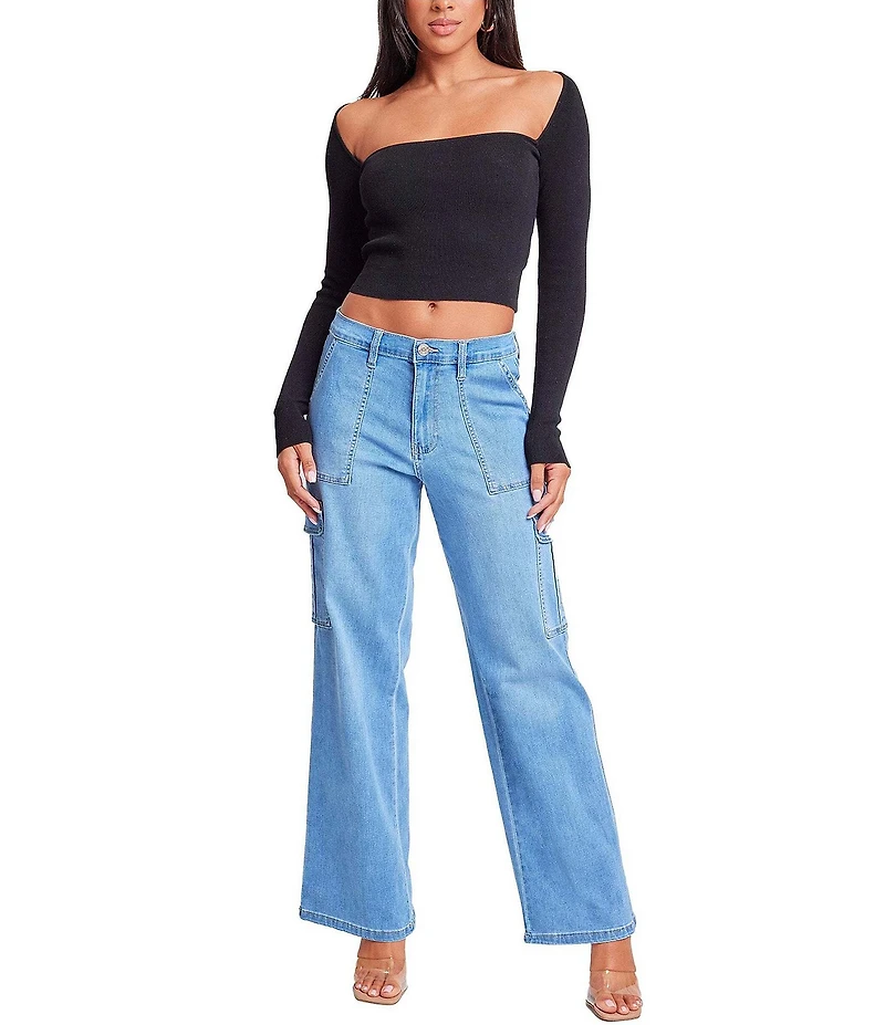 YMI Jeanswear High Rise Cargo Straight Leg Jeans