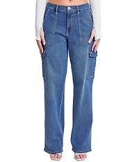 YMI Jeanswear High Rise Cargo Straight Leg Jeans