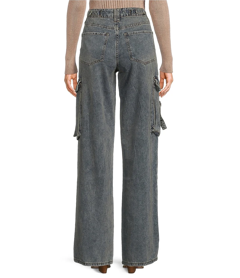 YMI Jeanswear High Rise Straight Leg Cargo Jeans