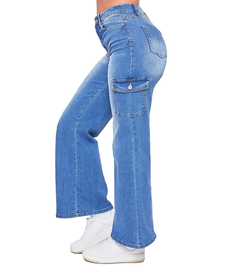 YMI Jeanswear High Rise Wide Leg Cargo Jeans
