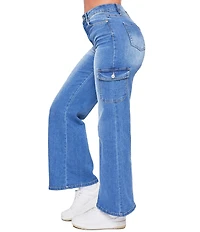 YMI Jeanswear High Rise Wide Leg Cargo Jeans