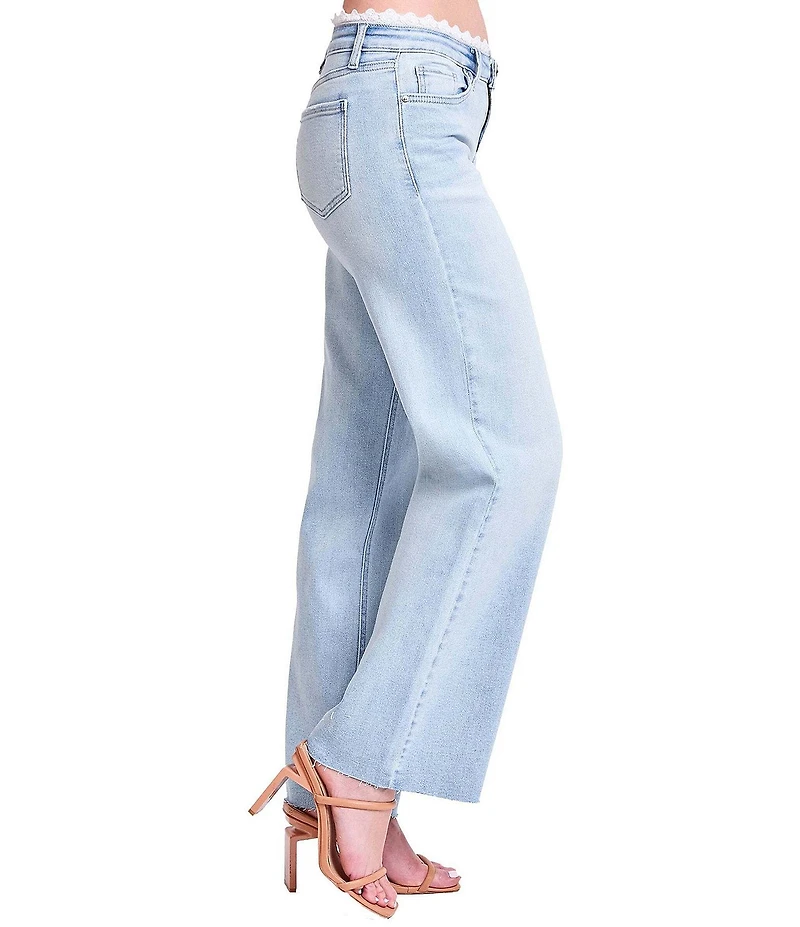YMI Jeanswear Lace Trim Wide Leg Jeans