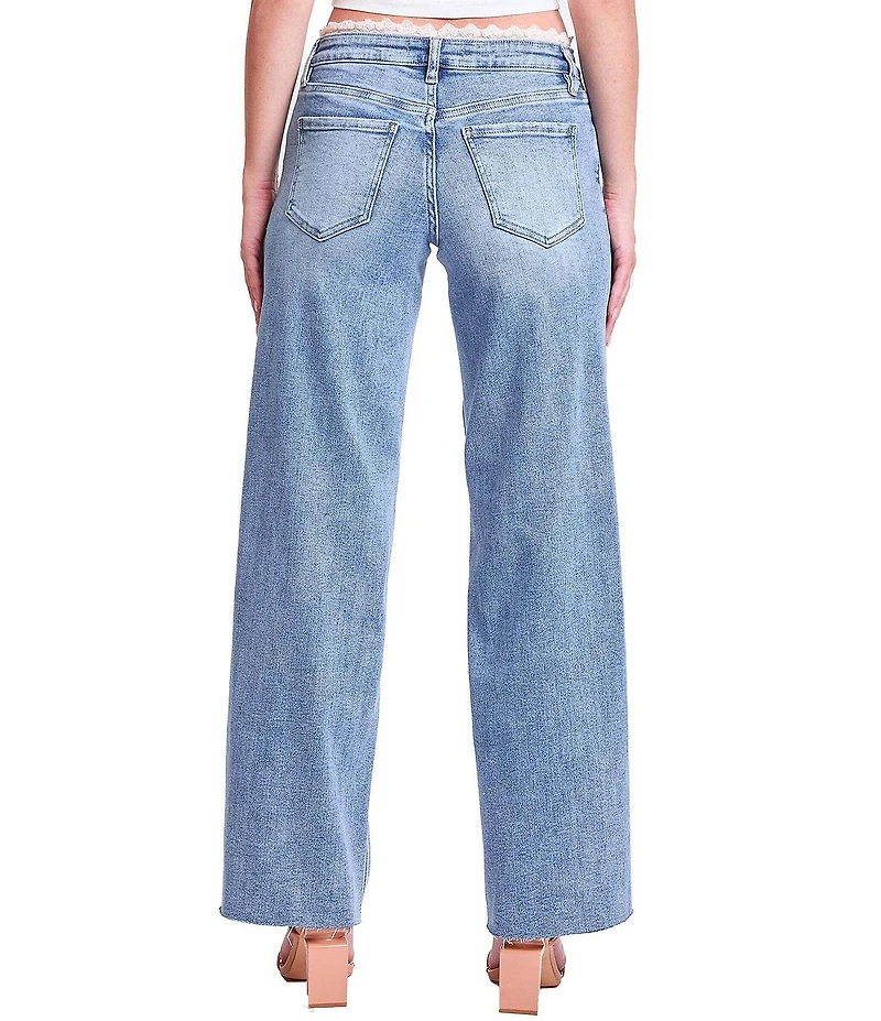 YMI Jeanswear Lace Trim Wide Leg Jeans