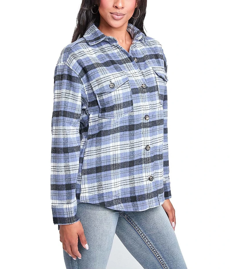 YMI Jeanswear Long Sleeve Plaid Shacket