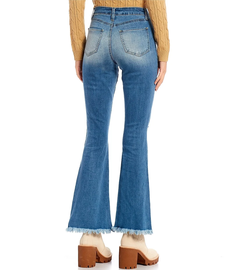 YMI Jeanswear Love Mid Rise Fray Hem Flare Jeans