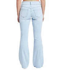 YMI Jeanswear Low Rise Denim Belt Frayed Hem Flare Jeans