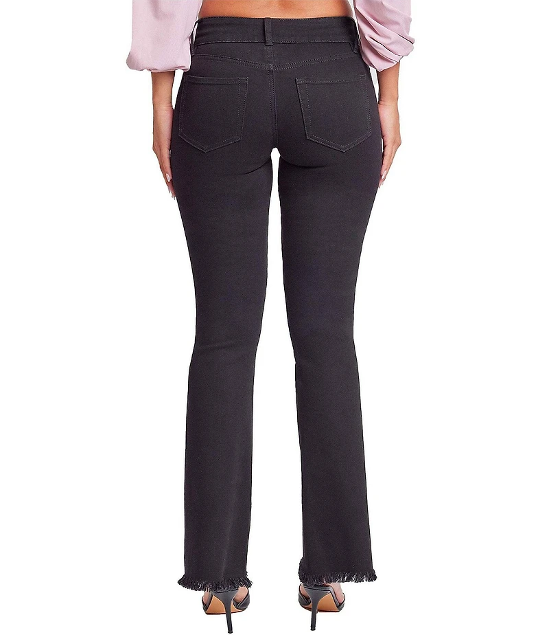 YMI Jeanswear Low Rise Frayed Hem Buckle Flare Jeans