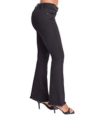 YMI Jeanswear Low Rise Frayed Hem Buckle Flare Jeans