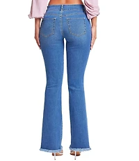YMI Jeanswear Low Rise Frayed Hem Buckle Flare Jeans