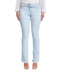 YMI Jeanswear Low Rise Frayed Hem Buckle Flare Jeans