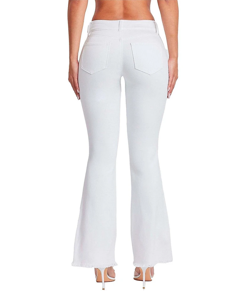 YMI Jeanswear Low Rise Frayed Hem Buckle Flare Jeans