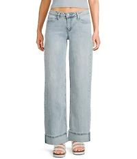 YMI Jeanswear Low Rise Loose Fit Cuffed Wide Leg Jeans