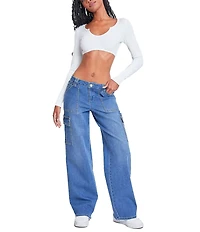 YMI Jeanswear Low Rise Relaxed Cargo Jeans
