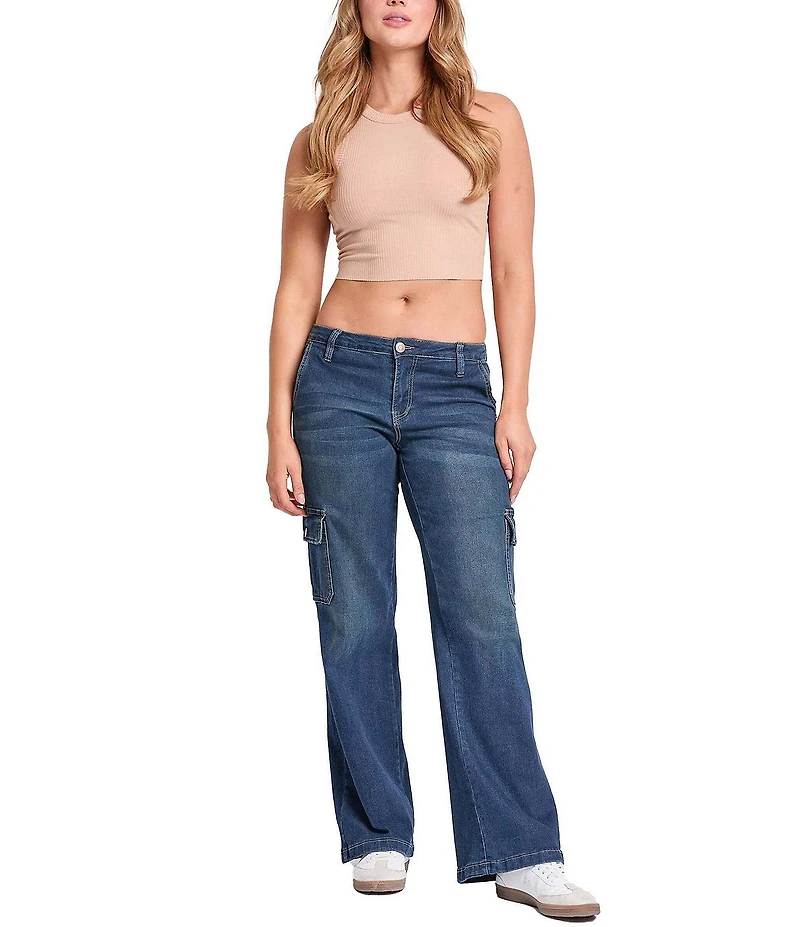 YMI Jeanswear Low Rise Wide Leg Cargo Jeans