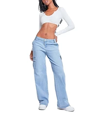 YMI Jeanswear Low Rise Wide Leg Cargo Jeans