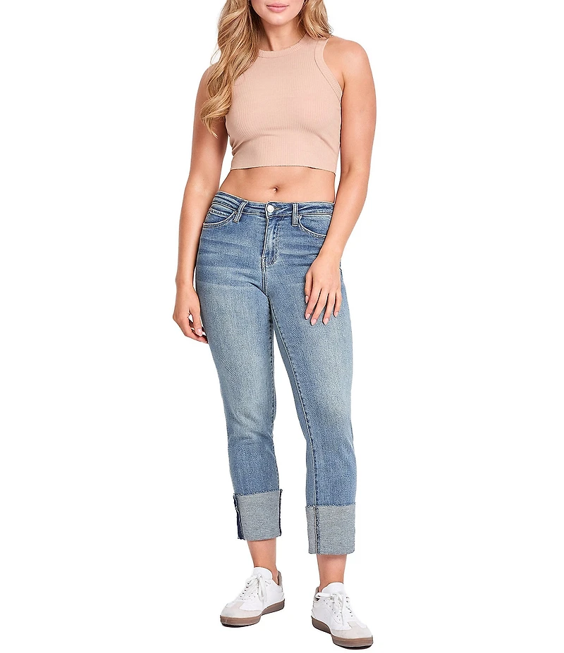 YMI Jeanswear Luxe Dixie High Rise Mega Cuff Straight Jeans