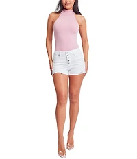 YMI Jeanswear Luxe Fray Hem Button-Fly Denim Shorts