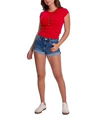 YMI Jeanswear Luxe Raw Edge Cuff Denim Shorts