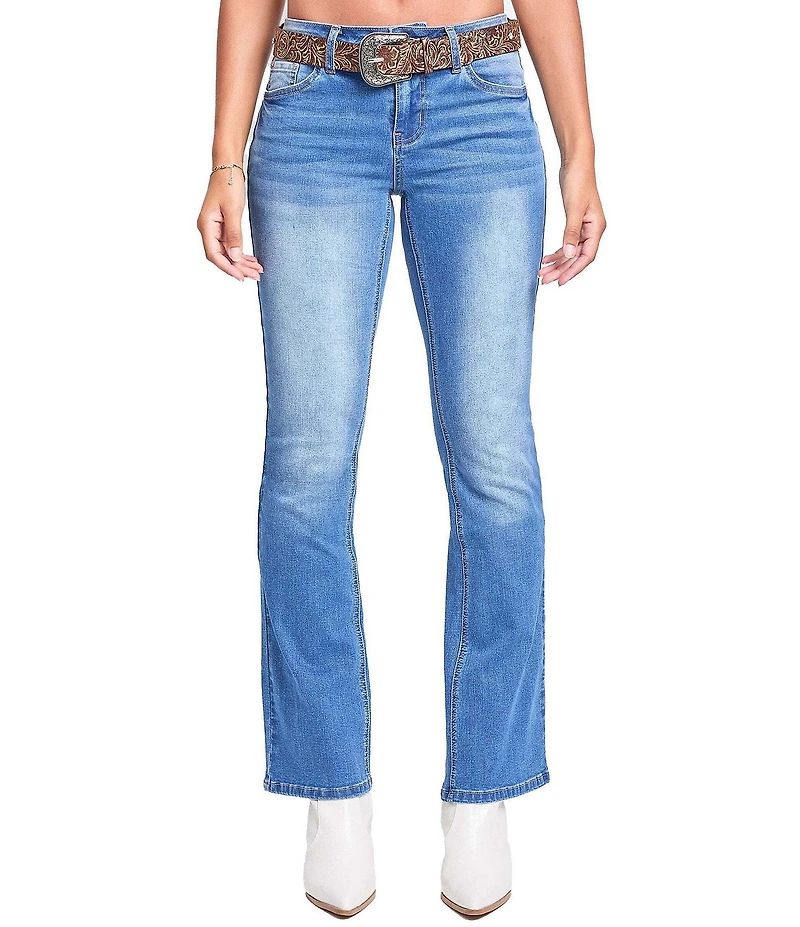 YMI Jeanswear Mid Rise Belted Bootcut Jeans